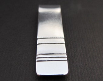 Barcode Tie Bar - Modern Sterling Silver Minimalist Tie Clip