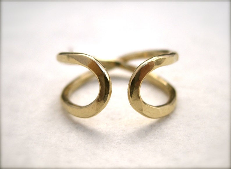 Infinity Ring Narrow Solid 14k Yellow Gold Wedding Band image 1