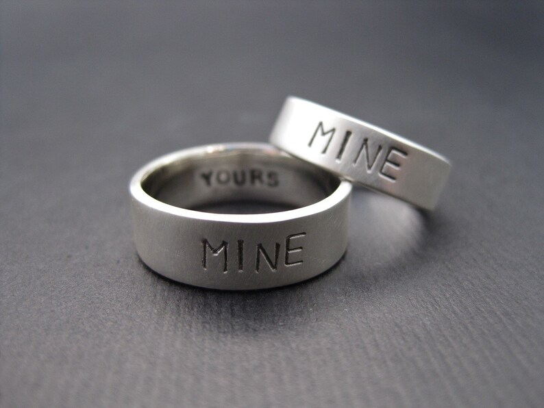 You're Mine, I'm Yours Rings Sterling Silver Promise Ring/Wedding Band Set 1.5mm image 2