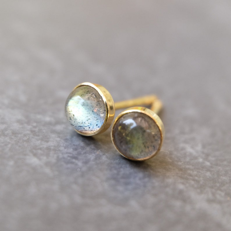 18k Labradorite Studs Labradorite and Solid 18k Gold Studs Solid 18 Karat Gold and Gemstone Post Earrings image 4