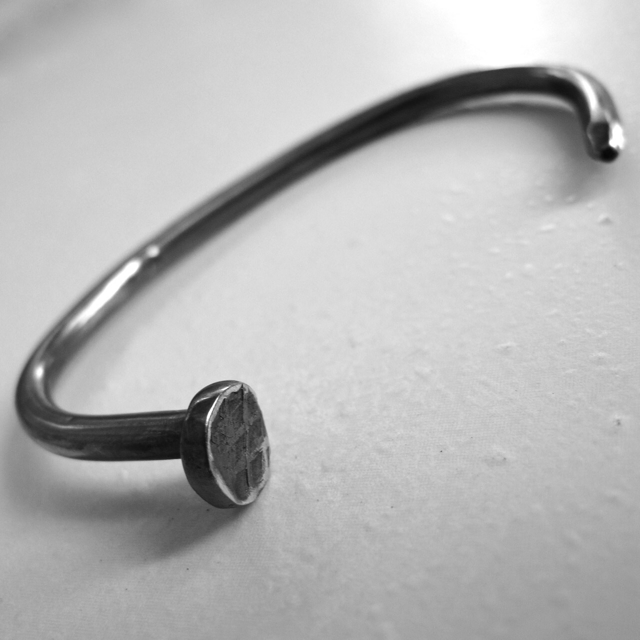 Large Nail Bracelet Sterling Silver Industrial Cuff