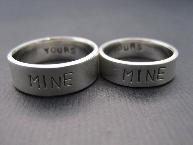 1.5mm You/'re Mine Sterling Silver Promise RingWedding Band Set I/'m Yours Rings