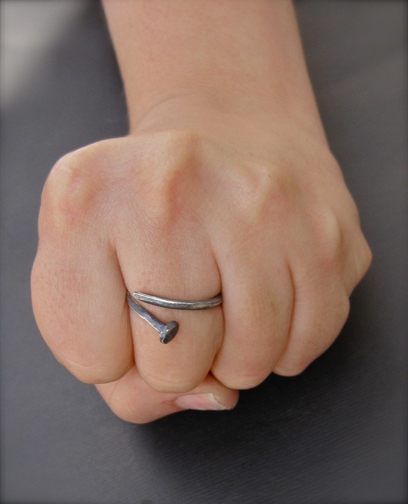 Nail Ring Sterling Silver Industrial Ring Etsy