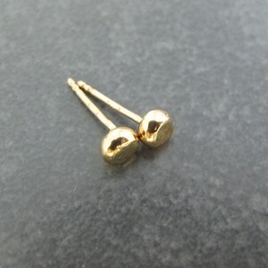 Solid 14k Gold Studs Recycled Solid 14 Karat Gold Hammered Post Earrings image 3