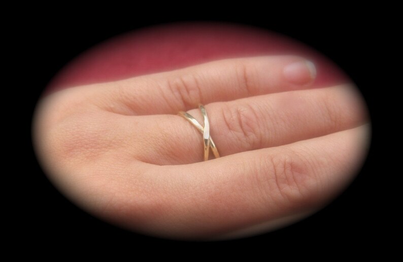 Infinity Ring Narrow Solid 14k Yellow Gold Wedding Band image 5