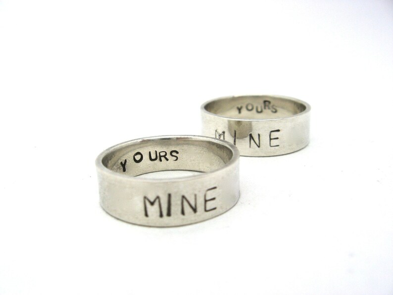 1.5mm You/'re Mine Sterling Silver Promise RingWedding Band Set I/'m Yours Rings