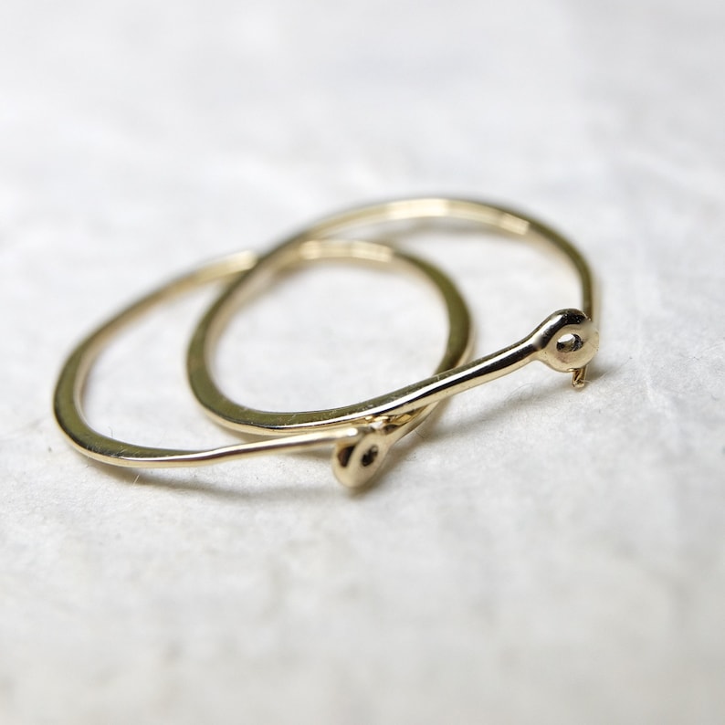 Medium Solid 14k Gold Hoops 3/4 Inch Hand Forged Solid Gold Hoops 14 Karat Yellow Gold Hoop Earrings image 3