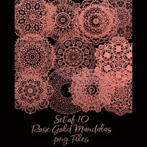 Digitale metallic roségoud gouden mandala's mandala png-bestanden met transparante achtergrond Clip Art Marokkaanse stijl Instant Download printables