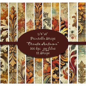 Afdrukbare strips, washi, digitale strips, afdrukbare washitape, strips, washitape, benodigdheden voor ongewenste tijdschriften, clipart, herfst, tape, aquarellen