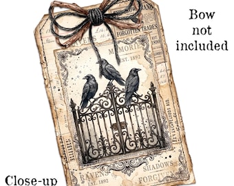 Raven's Watch Printable Tags | Gothic Junk Journal Tags | Vintage Raven Ephemera (Digital)