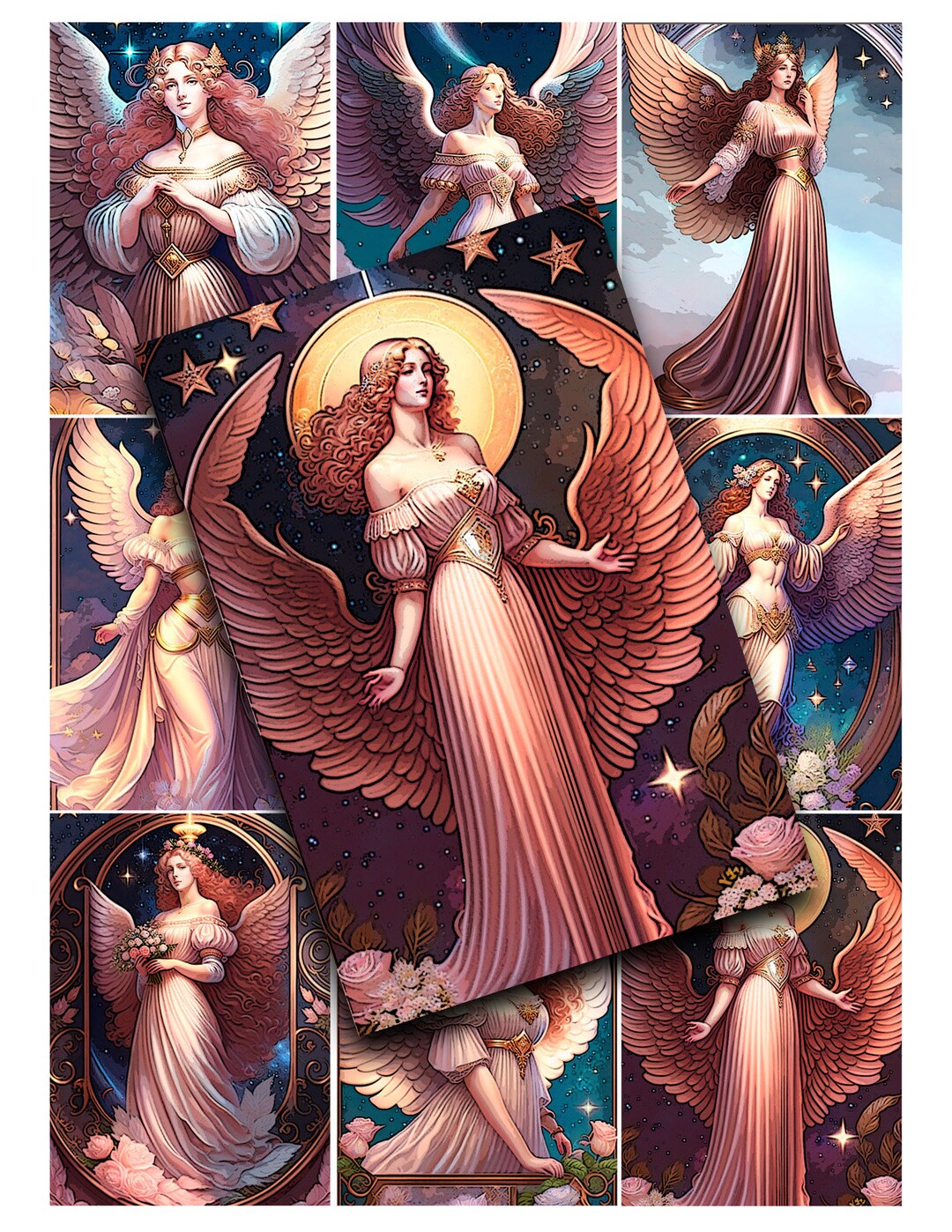 Rose Gold Angel Art: Collage, Tags, Jewelry (2.5x3.5 In) (printable ...