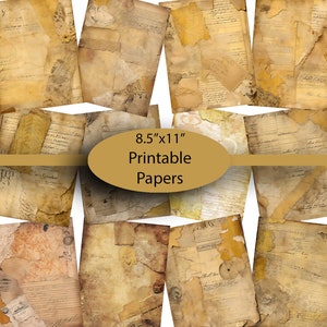 Grunge Vintage Printable Paper: 8.5x11 Collage Sheets (Digital Download)