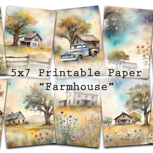 Farmhouse Watercolor Journal Pages: Shabby Chic Clip Art (Digital)