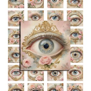 Carrés, Lovers Eyes, Victorien, Feuille de collage, Feuille numérique, Éphémères imprimables, Carnets de voyage, Lettres de poche, Images vintages, Cartes postales