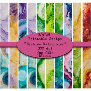 Marble, Watercolor, Printable Strips, Washi, Digital Strips, Printable Washi Tape, Strips, Washi Tape, Junk Journal Supplies, Clipart, Tapes