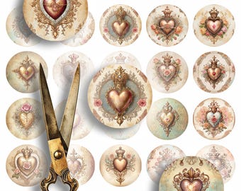 Sacred Heart Collage Sheet: 1.5" Circle Pendants (Digital Download)