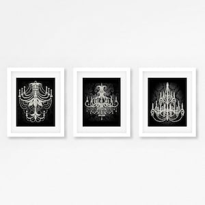 Chandelier Prints Set: Glitter Silver, Black Damask (Digital Download)