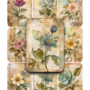 Vintage Botanicals, Cards, ACEO, Printable Paper, Junk Journals, Scrapbooking, Digital Paper, Commercial Use, Floral, Vintage, Flowers, ATC