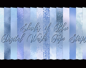 Shades of Blue Digital Washi Tape Strips Sparkle Washi Sparkly Shiny Glitter Stone Metallic Washi Tape Downloadable Scrapbooking Card Making