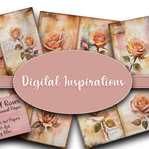8.5x11, Vintage Papiere, abgenutztes Papier, Ephemera, Damast, bedruckbares Papier, digitale Seiten, Junk Journals, Scrapbooking, beunruhigtes Papier, Rosen