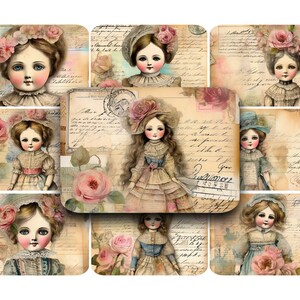 BAMBOLE VITTORIANE, Cartoline, Stampabili, Digitali, Vintage, ATC, Clip Art, Ephemera, Clip Art di bambole, Junk Journals, Digi Kit, Bambole, Grafica
