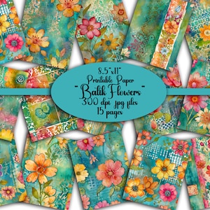 Printable Paper, Paper Pack, 8.5x11, Floral, Artsy, Flowers, Distressed, Papers, Digital Sheet, Junk Journals, Grunge, Mixed Media, Shabby