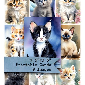 Kitten Clipart: Watercolor Cat Graphics, Journal Ephemera (Digital Download)
