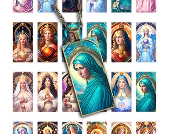 Virgin Mary Collage Sheet: 1x2 Inch Domino Pendants (Digital Download)