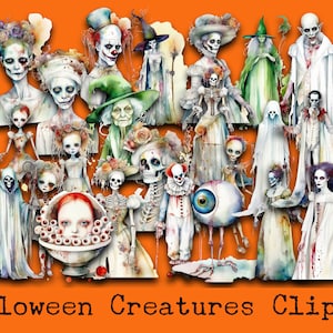 Halloween Kreaturen, Charaktere, png, transparenter Hintergrund, Verzierungen, printable Download, Halloween Clipart, Elemente, Kommerziell