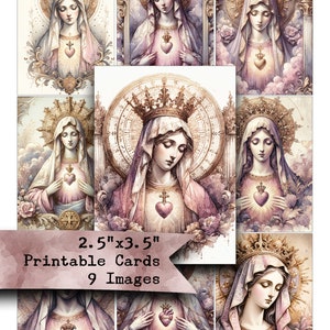 HEILIGE MOEDER, collageblad, digitaal, ATC, versieringen, tags, ongewenste tijdschriften, religieus, afdrukbaar papier, direct downloaden, zakletters
