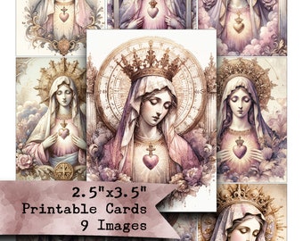 HOLY MOTHER, Collage Sheet, Digital, ATC, Embellishments, Tags, Junk Journals, Religious, Printable Paper, Instant Download, Pocket Letters