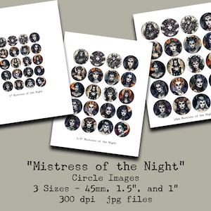 Kreise, digitale Bilder, Halloween, Herrin der Nacht, Fantasy, Vampire, Schmucktablett, Runde Bilder, 45mm, Kronkorken, Perlen, 2,5 cm