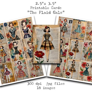 Vintage Girls, Shabby, Shabby Chic, Distressed, ACEO, ATC, Cards, Vintage, Junk Journals, Tags, Printable, Digital, Pocket Letters, Ephemera