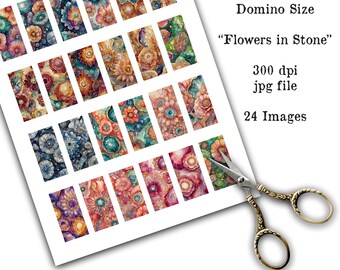 Floral Domino Art, Colorful Printable Collage Sheet (Digital Download)