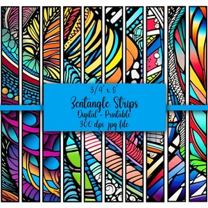 Zentangles, Printable Strips, Washi, Digital Strips, Printable Washi Tape, Strips, Washi Tape, Junk Journal Supplies, Clipart, Zentangle