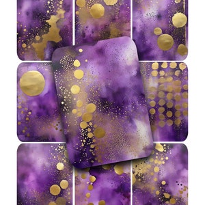 Purple and Gold Abstract Backgrounds: Junk Journal Embellishments (Digital Download)