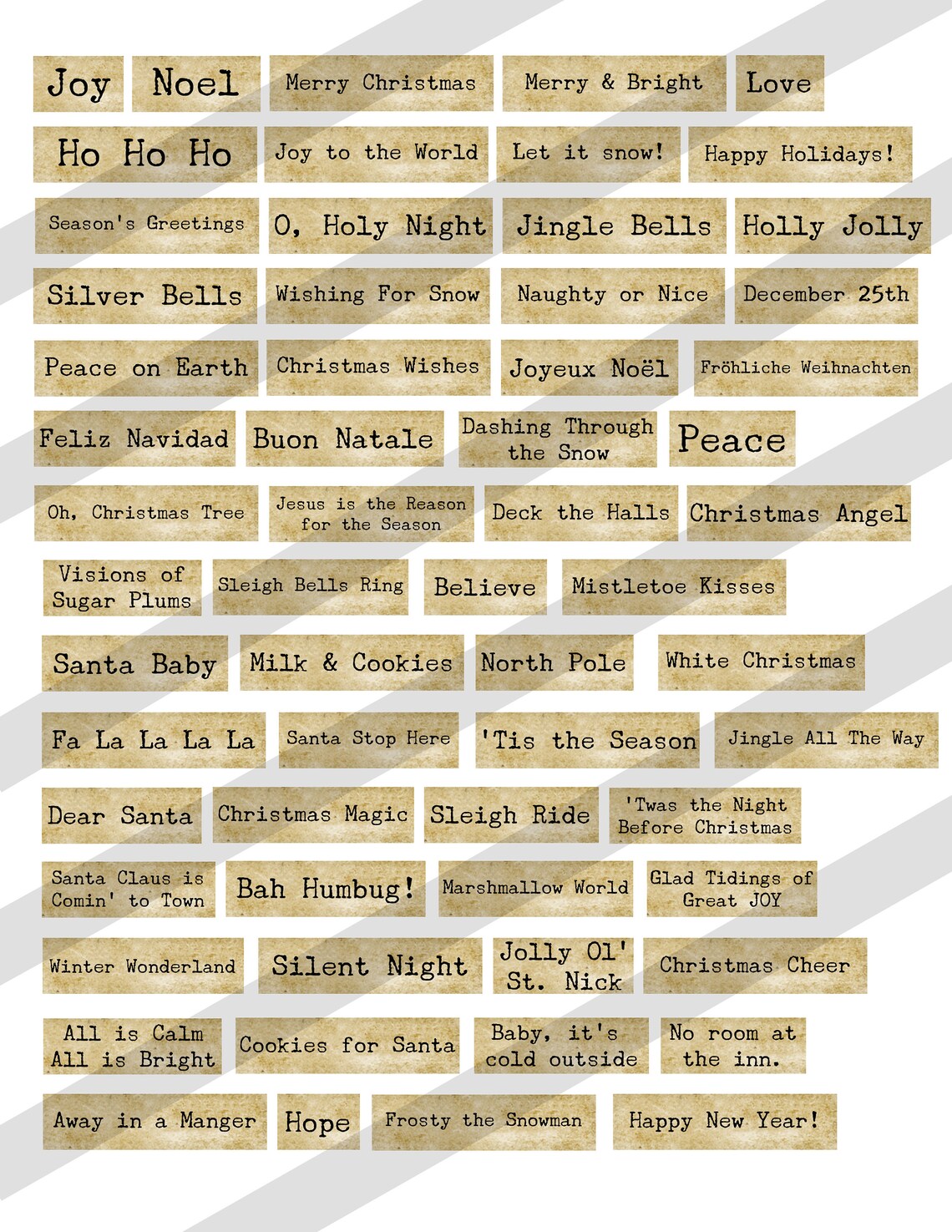 Printable Christmas Phrases Quotes Sentiments Words - Etsy