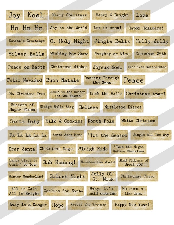 Printable Christmas Phrases Quotes Sentiments Words Downloadable Png Holiday Sayings Collage Sheet Junk Journals Ephemera Etsy UK