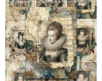 Vintage Style Rococo ATC & Journal Cards | Printable French Ephemera (Digital Download)