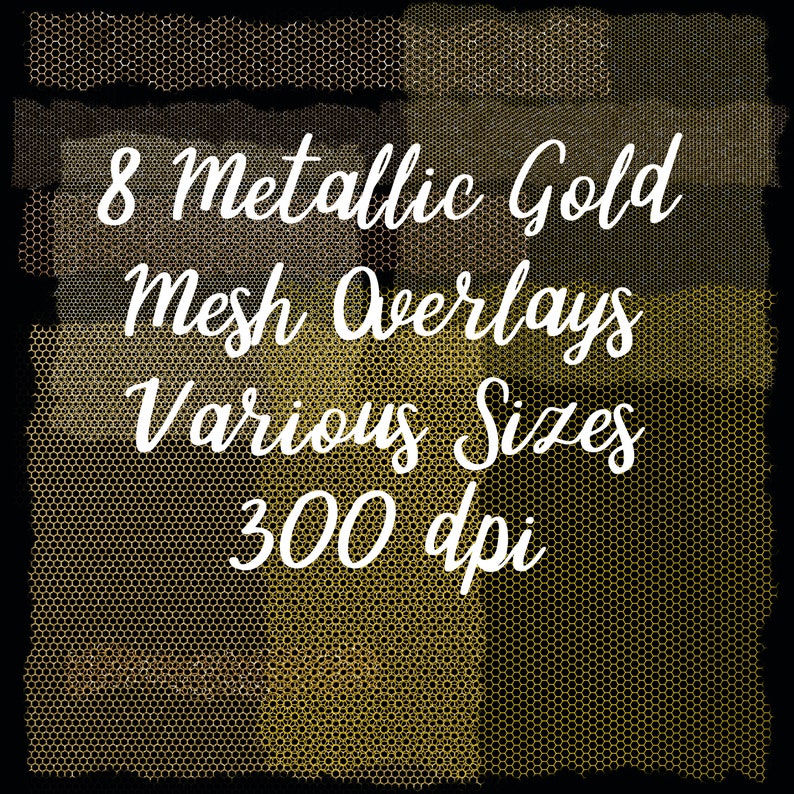 Gold Metallic Mesh Overlays Png Files With Transparent Etsy