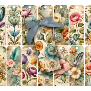 Tags, Vintage, Junk Journal Tags, Botanicals, Shabby, Collage Sheet, Digital, Tags, Junk Journals, Scrapbooking, Mixed Media, Printable Tags