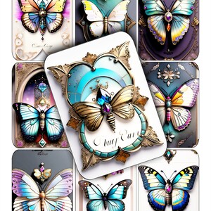 PAPILLONS ACEO ATC arrière-plans pour collage étiquettes bijoux 2,5 x 3,5 pouces Téléchargement instantané imprimable clipart
