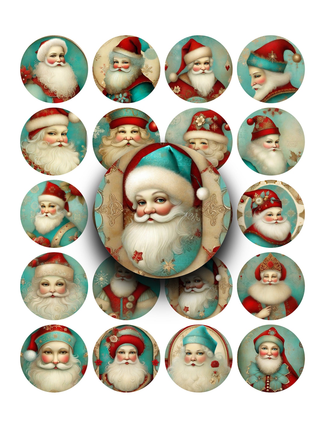 【2025最新】SNSで話題・人気の商品のおすすめアイテム Vintage, Images, Digital Circles, 45mm, Santa, and Turquoise ウィッグ・エクステ