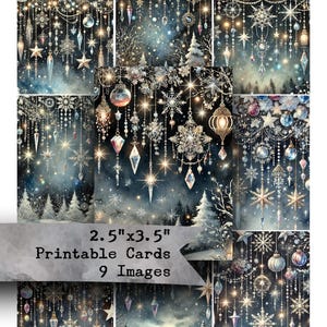 Collage Sheet, Cards, Printables, Winter, Christmas, Printable Paper, Junk Journals, Scrapbooks, ATC, Digital Paper, Winter Clipart, Fantasy