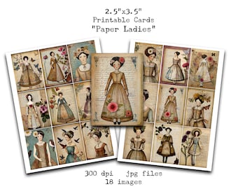Vintage Paper Ladies: Tarjetas efímeras Shabby Chic (Descarga digital)