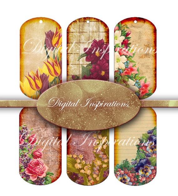 Colorful Flower Tags Downloadable Collage Sheet ATC ACEO Etsy