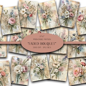 Watercolor Floral Journal Pages: Shabby Chic Printable Paper (Digital Download)