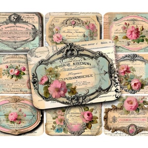 Vintage Ornate Labels: Collage Ephemera, Junk Journal Embellishments (Digital Download)