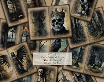 Gothic Junk Journal Paper Pack: Creepy Printable Backgrounds (8.5x11 Digital Sheets