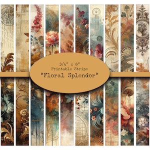 Ornate, Floral, Printable Strips, Washi, Digital Strips, Printable Washi Tape, Strips, Washi Tape, Junk Journal Supplies, Digi Kit, Clipart